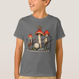 Grillige Mushroom Rockband Cottagecore Muziek Nat T-shirt
