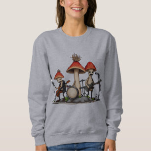 Grillige Mushroom Rockband Cottagecore Muziek Nat Trui