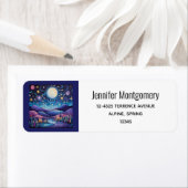 grillige nacht grote maan landschapsadres etiket (Insitu)