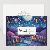 grillige nacht grote maan landschapsfeest bedankkaart (Voorkant / Achterkant)