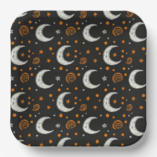 Grillige nachthemel halve maan Halloween Papieren Bordje