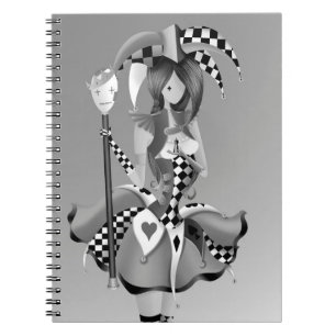 Grillige Nar en Poppenkoning Grijs Monochroom Notitieboek