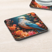 grillige Natuur blue bird Bier Onderzetter (Linkerzijde)