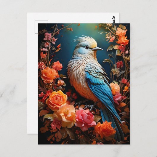 grillige Natuur blue bird Briefkaart (Voorkant / Achterkant)