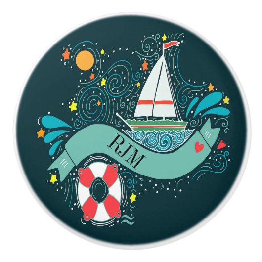 grillige nautische kunst lade knoppen (Voorkant)