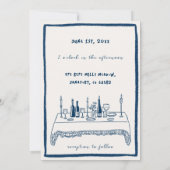 Grillige Navy Blauwe Save The Date Uitnodiging (Achterkant)