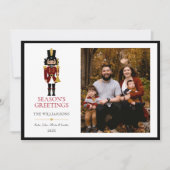 Grillige Notenkraker in Zwarte Platte Kerstkaart (Voorkant)