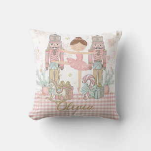 Grillige Notenkraker Pastel Roze Kerstballetter  Kussen