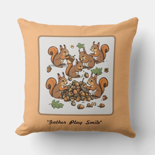 "grillige Nutty Squirrel Activity" Kussen (Voorkant)