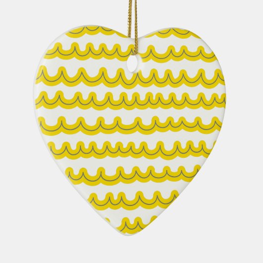 Grillige oceaan golven geel keramisch ornament (Rechts)