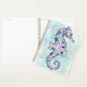 Grillige Oceaan Zeepaardje Botanische Bloemen Planner
