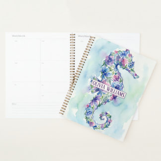 Grillige Oceaan Zeepaardje Botanische Bloemen Planner