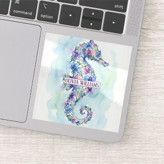 Grillige Oceaan Zeepaardje Botanische Bloemen Sticker