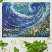 grillige oceaangolf | impressionisme schilderij theedoek (Gevouwen)