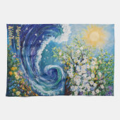 grillige oceaangolf | impressionisme schilderij theedoek (Horizontaal)