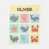 Grillige Oceaanvrienden Doodles Fleece Deken (Voorkant)
