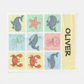 Grillige Oceaanvrienden Doodles Fleece Deken (Voorkant (Horizontaal))