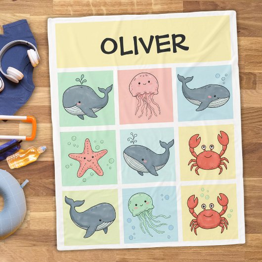 Grillige Oceaanvrienden Doodles Fleece Deken