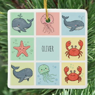 Grillige Oceaanvrienden Doodles Keramisch Ornament