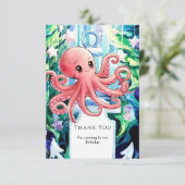 Grillige Octopus Verjaardag Onder Zee Bedankkaart (Staand voorkant)