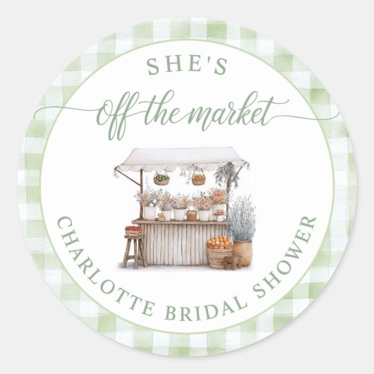 Grillige Off the Market Farmer Bruidsfeestje Ronde Sticker (Voorkant)