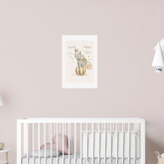 Grillige Olifant op een bal Poster