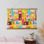Grillige ontbijtpatroon hangend wandkleed (Slaapkamer)