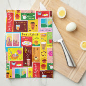 Grillige ontbijtpatroon theedoek (Quarter Fold)