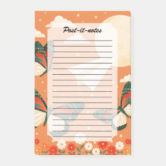 Grillige Oranje Boho Natuur Vlinder Maan Post-it® Notes