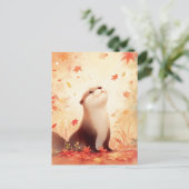 Grillige Otter in Herfstbladeren Briefkaart (Staand voorkant)