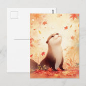 Grillige Otter in Herfstbladeren Briefkaart (Voorkant / Achterkant)