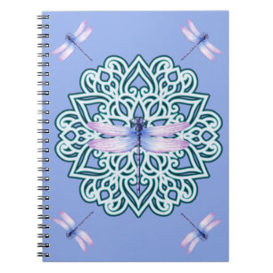 Grillige Paarse Elegante Libel Mandala Notitieboek