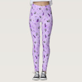 Grillige paarse golf gethematiseerde patroon leggings (Voorkant)