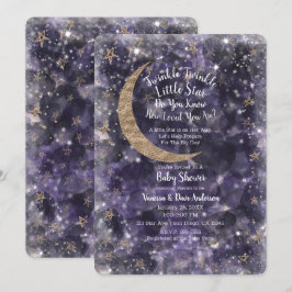 Grillige Paarse Gouden Maan Sterren Baby Shower Kaart