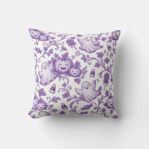 Grillige Paarse Halloween Toile Patroon Cute Kids Kussen
