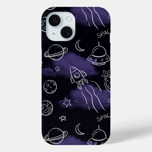 Grillige Paarse Outer Space Naadloos Patroon Case-Mate iPhone Case (Achterkant)