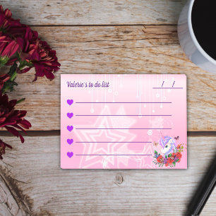 Grillige paarse & roze eenhoorn te doen lijst 4 "x post-it® notes