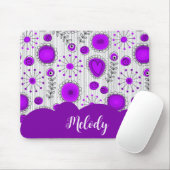 Grillige paarse witte harten bloemen bloem naam muismat (Met muis)