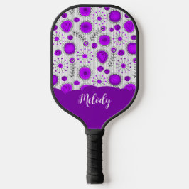 Grillige paarse witte harten bloemen bloem naam pickleball paddle