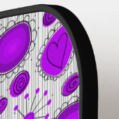 Grillige paarse witte harten bloemen bloem naam pickleball paddle (Links Detail)