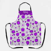 Grillige paarse witte harten bloemen bloem naam schort (Voorkant)