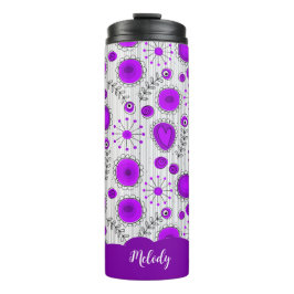 Grillige paarse witte harten bloemen bloem naam thermosbeker