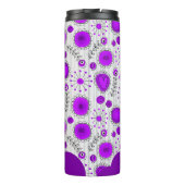Grillige paarse witte harten bloemen bloem naam thermosbeker (Achterkant)