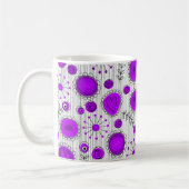 Grillige paarse witte harten en bloemen bloemmotie koffiemok (Links)