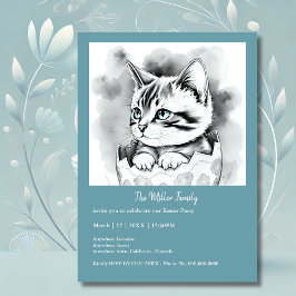 grillige paaskat in bloemeneierschaal