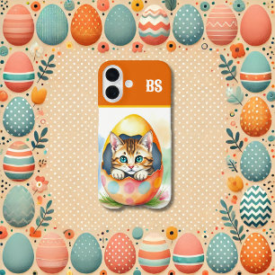 grillige paaskat in bloemeneierschaal iPhone 16 hoesje