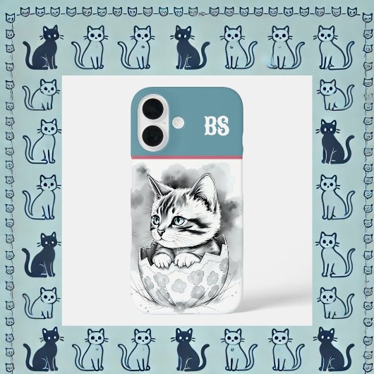 grillige paaskat in bloemeneierschaal Case-Mate iPhone case