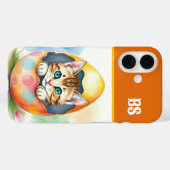 grillige paaskat in bloemeneierschaal Case-Mate iPhone case (Achterkant (horizontaal))