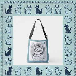 grillige paaskat in bloemeneierschaal crossbody tas