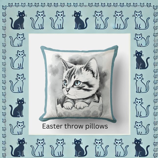 grillige paaskat in bloemeneierschaal kussen (Creator heeft geüpload)